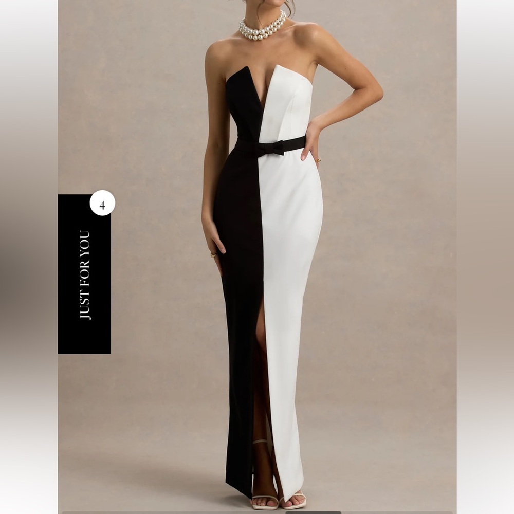 Chic Strapless Black and White Dress